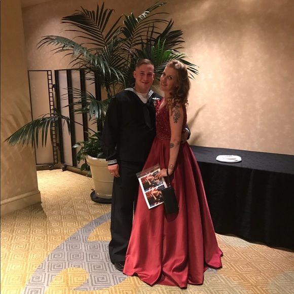 Wine Red Ballgown 💕 - Picture 5 of 6